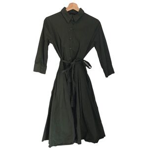 Dèjàvu green button-down shirt dress with detachable waist band